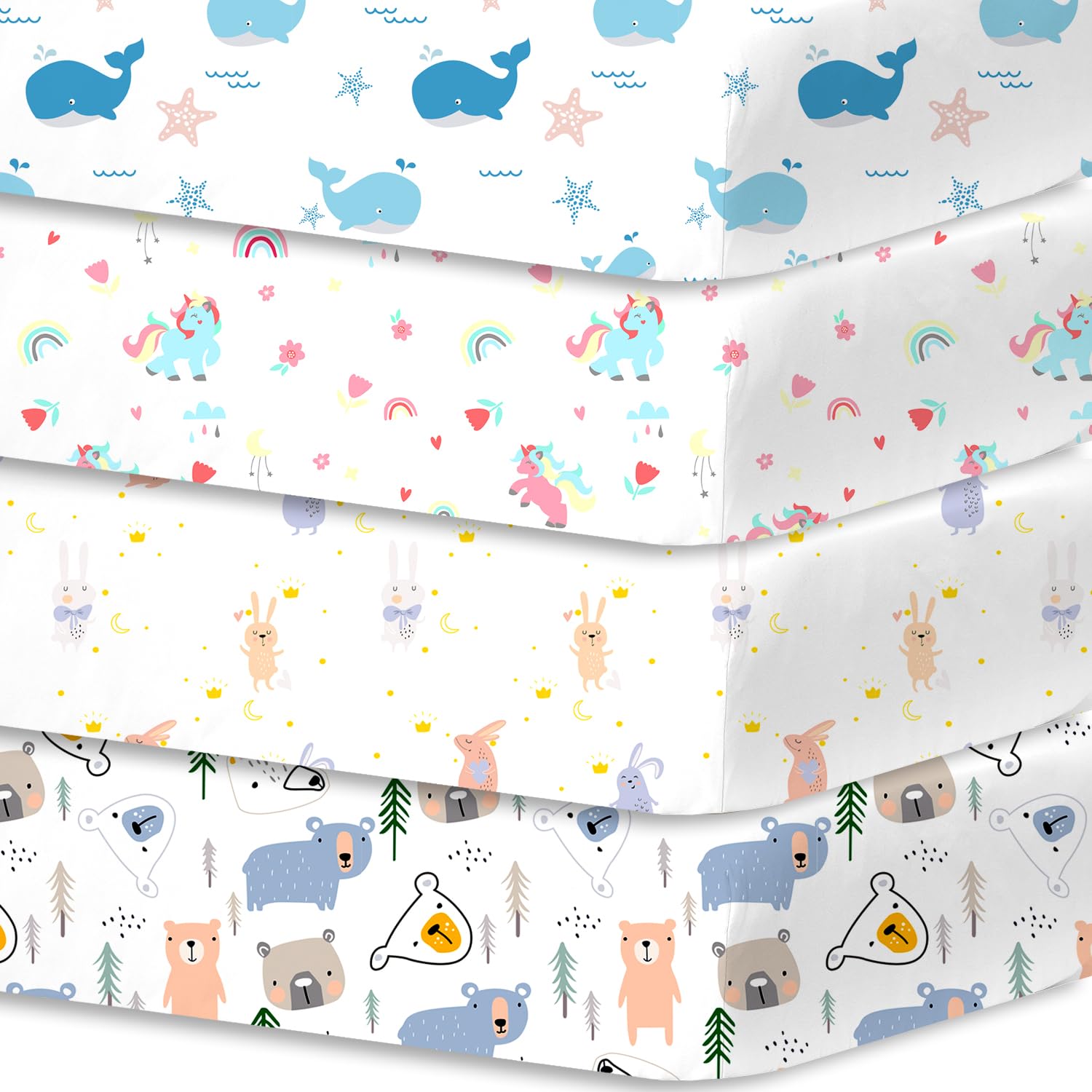 Lenzuola Per Lettino Bimocosy – 4 Pezzi, Microfibra, 140x70 Cm, Motivo Floreale, OEKO-TEX