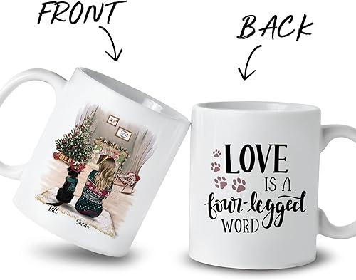 Miniatura 2 de Gossby Taza de café de Navidad personalizada con diseño de perro y mamá, regalo de Navidad personalizado para mujeres con nombre, taza de cerámica