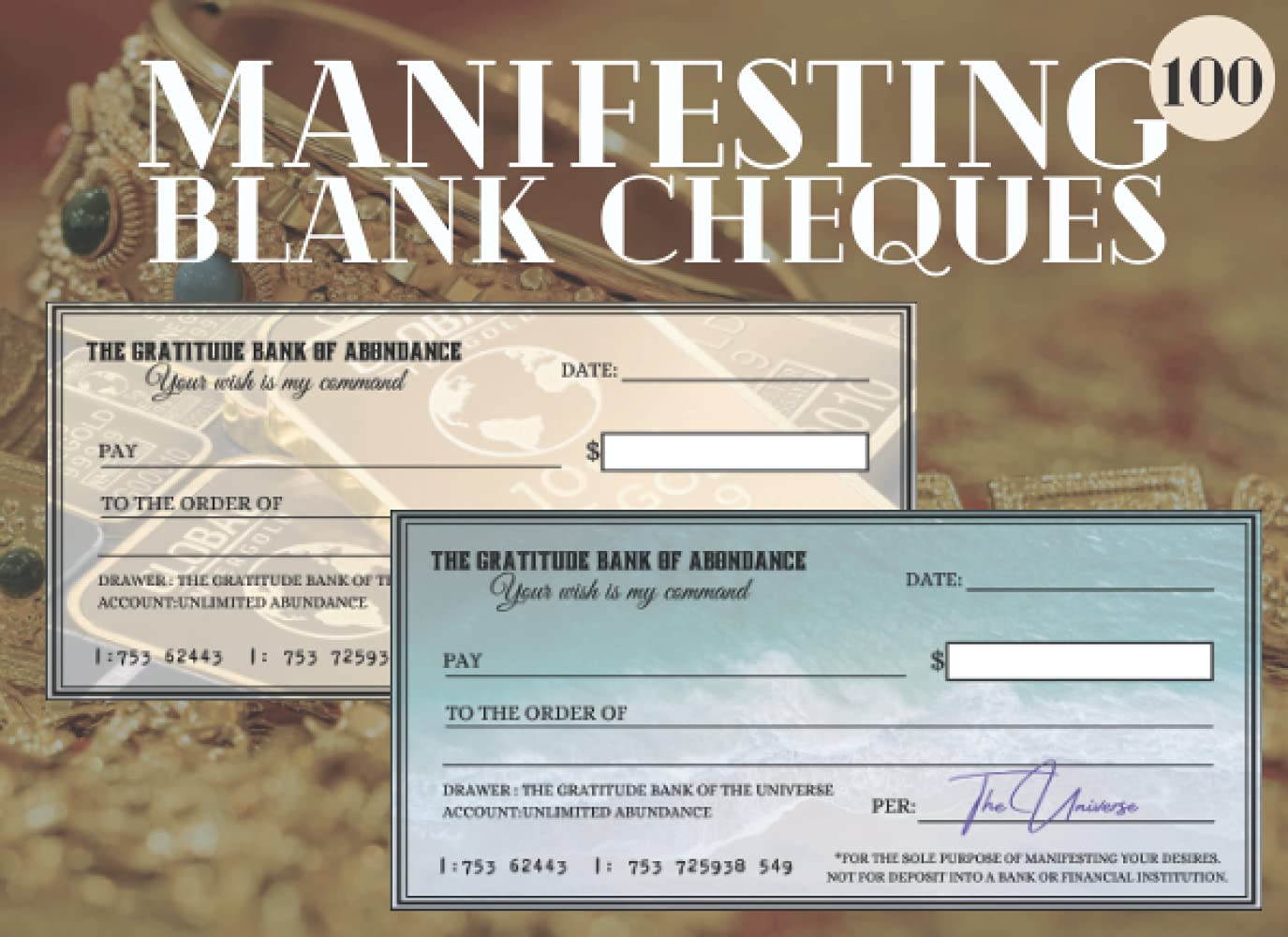 Manifesting Blank Cheques: Secret Checkbook Journal with 50 Law of Attraction Checks With positive affirmations | Attract Wealth And Manifest Your Dream Life