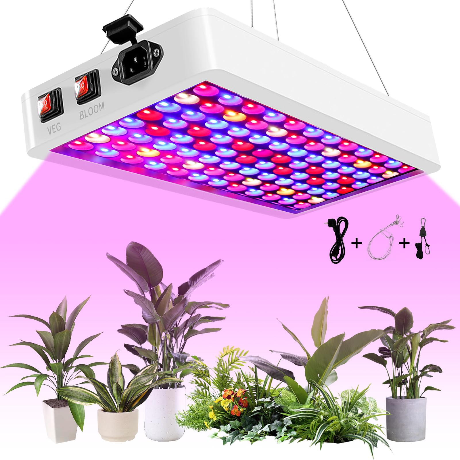 BW1000 Plant Lamp LED Full Spectrum with UV IR, LED Grow Lamp Plant Lamps High PPFD with 2 Growing Modes Grow Lights for Greenhouse and Indoor Plants, Garden, Flowers, Vegetables, Hydroponics