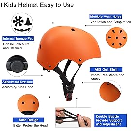 Glaf Toddler Helmet Kids Bike Helmets for 8-14 Years Old Baby Girls Boys Multi-Sport Helmet Adjustable Skateboard Bicycle Helmet Lightweight 3 Sizes for Toddler to Youth (Orange, Medium)