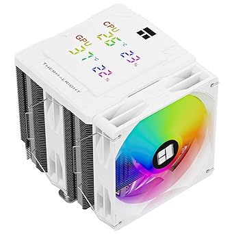 Thermalright Peerless Assassin 120 Digital ARGB White CPU Air Cooler, Digital Screen Top Cover,6 Heatpipes Computer CPU Cooler, for AM4/AM5,Intel LGA1700/1851/1150/1151/1200, PC Cooler-White ARGB