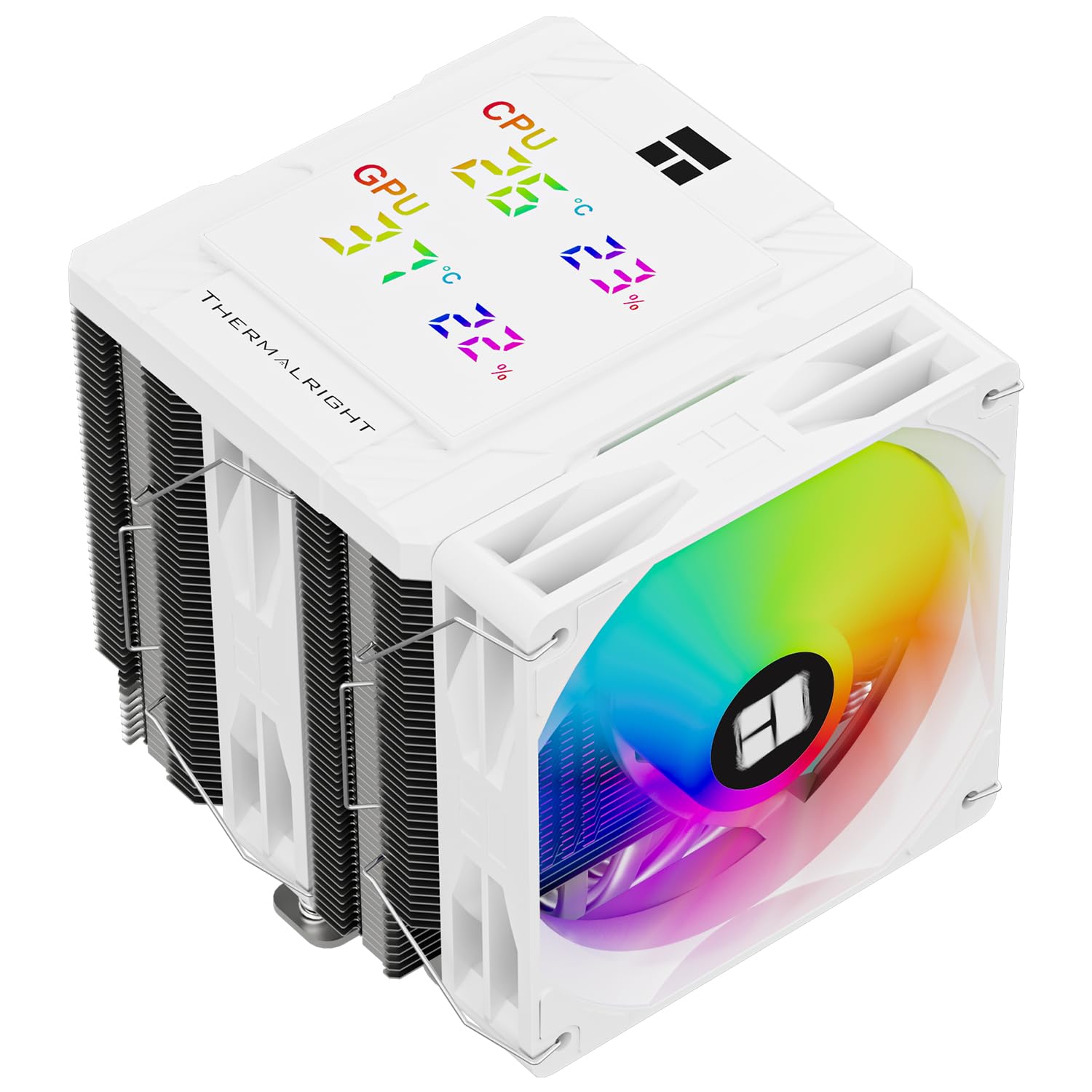 Thermalright Peerless Assassin 120 Digital ARGB White CPU Air Cooler, Digital Screen Top Cover,6 Heatpipes Computer CPU Cooler, for AM4/AM5,Intel LGA1700/1851/1150/1151/1200, PC Cooler-White ARGB