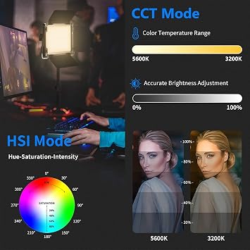 NEEWER 660 PRO RGB LED Video Light with App Control/Barn Door/U Bracket | 360 Full Color, CRI 97+, 50W Panel Studio Light, for Gaming Live Streaming YouTube Webex Recording, Filming, Photography