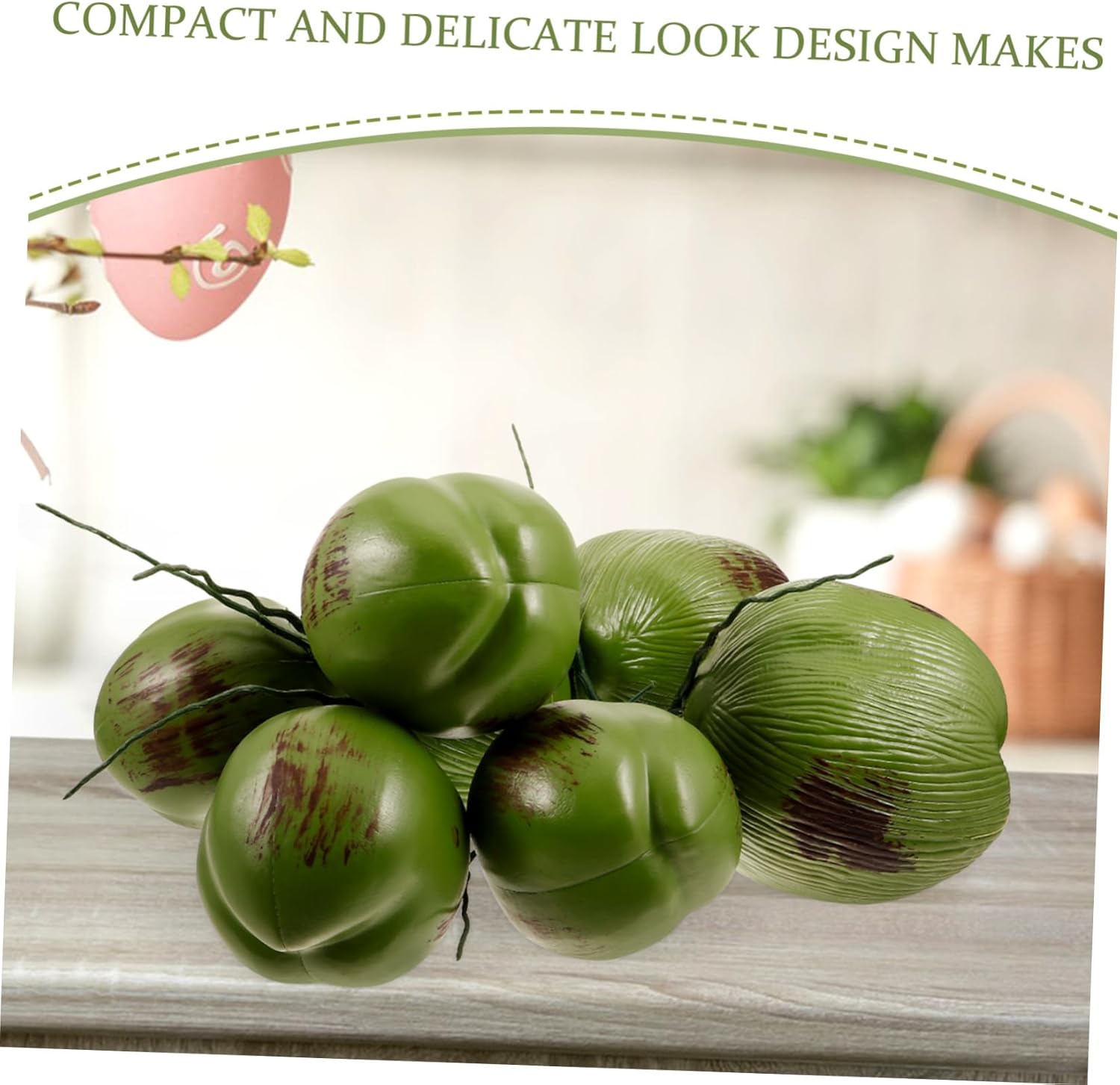 1 Bunch Artificial Lifelike Plastic Coconuts Ornament Simulation Fruit Model Decor for Tropical Hawaiian Luau Wedding Party Home Garden Decoration