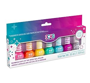 Bright Nail Polish Set for Girls Teens - 7 Vibrant Non-Toxic Kid-Safe Colors for Every Day of the