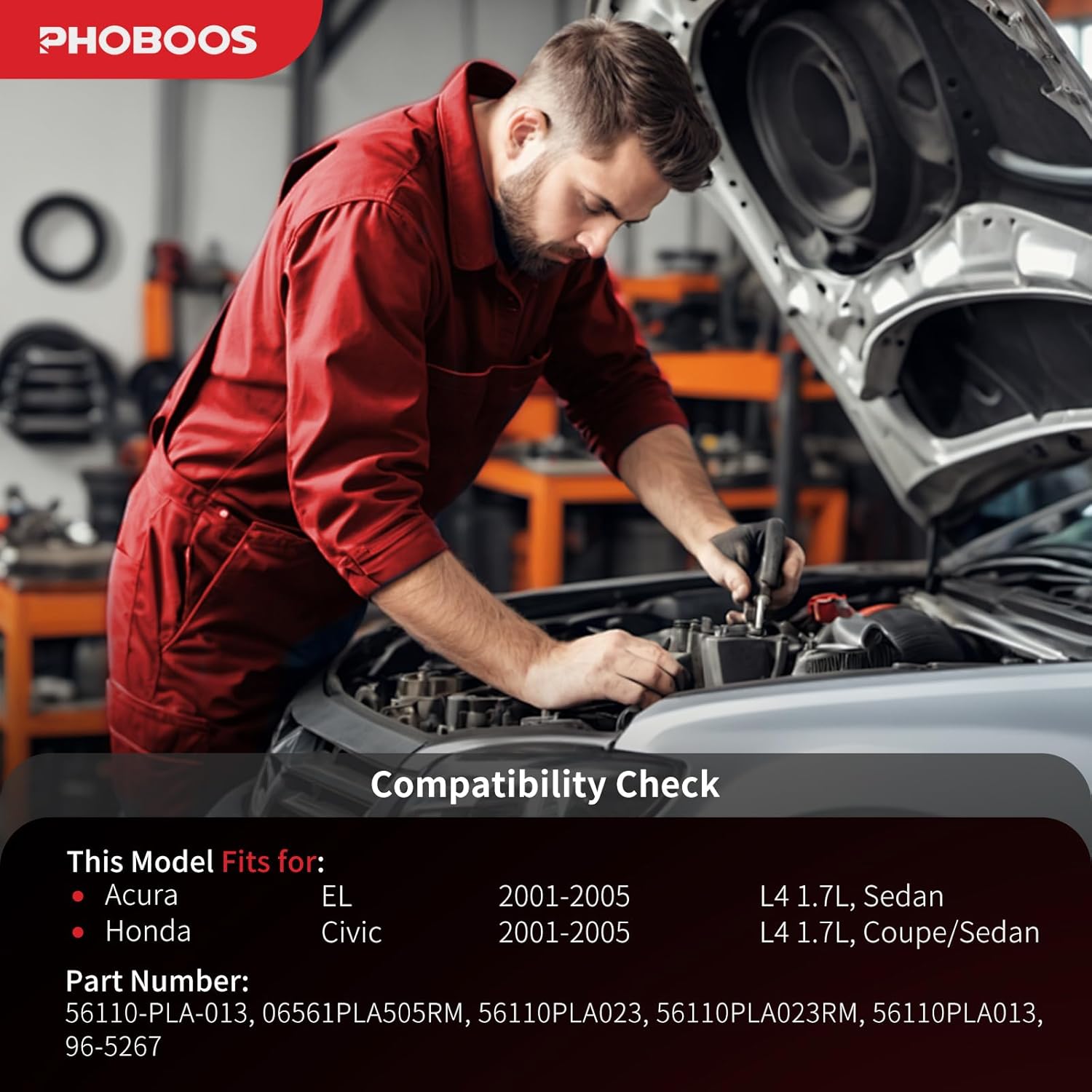 PHOBOOS Power Steering Pump Compatible with Acura EL 2001-2005 & Honda Civic 2001-2005, L4 1.7L, Coupe/Sedan, Ref. 965267