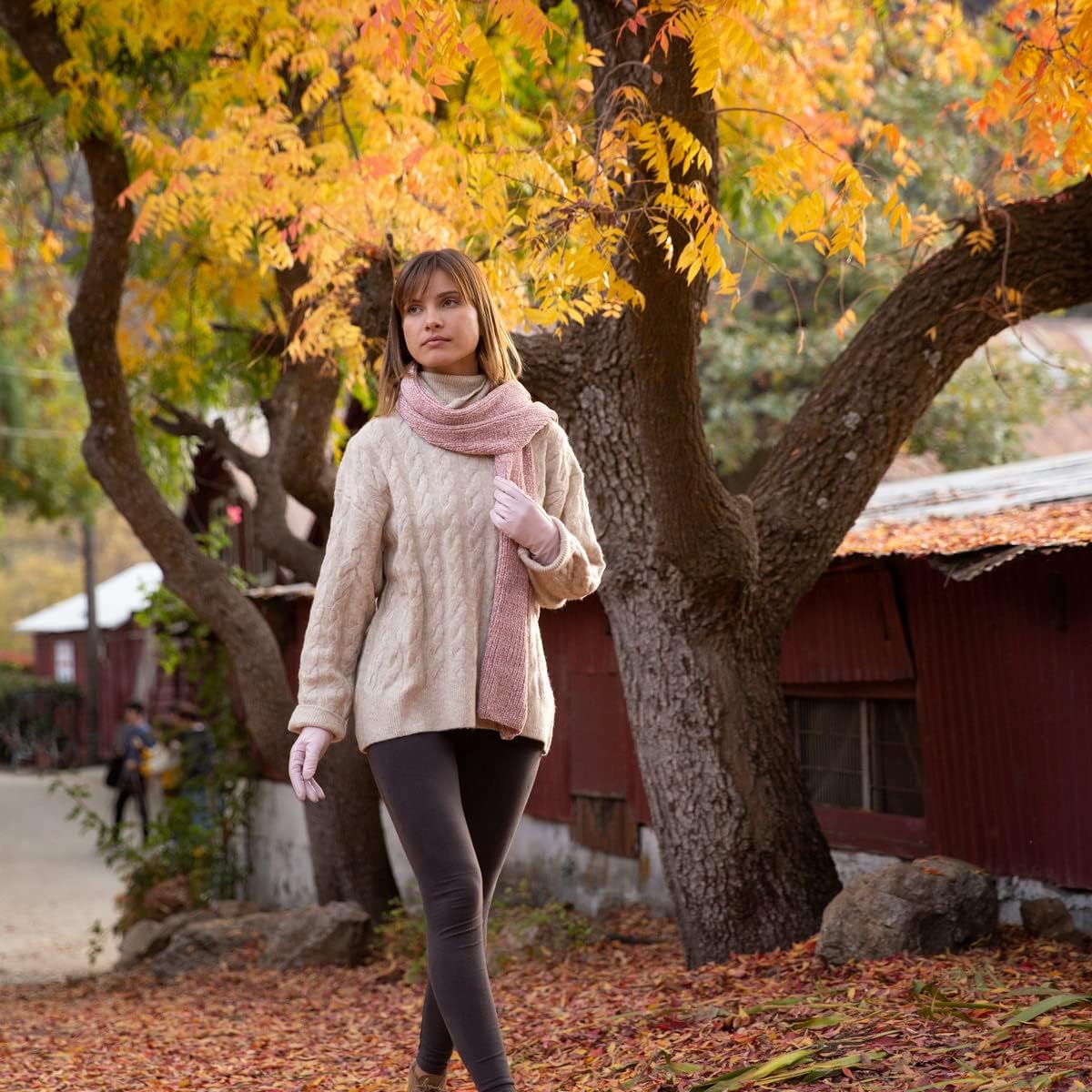 Downholme Touchscreen Leather Cashmere Lined Gloves for Women - Image 5