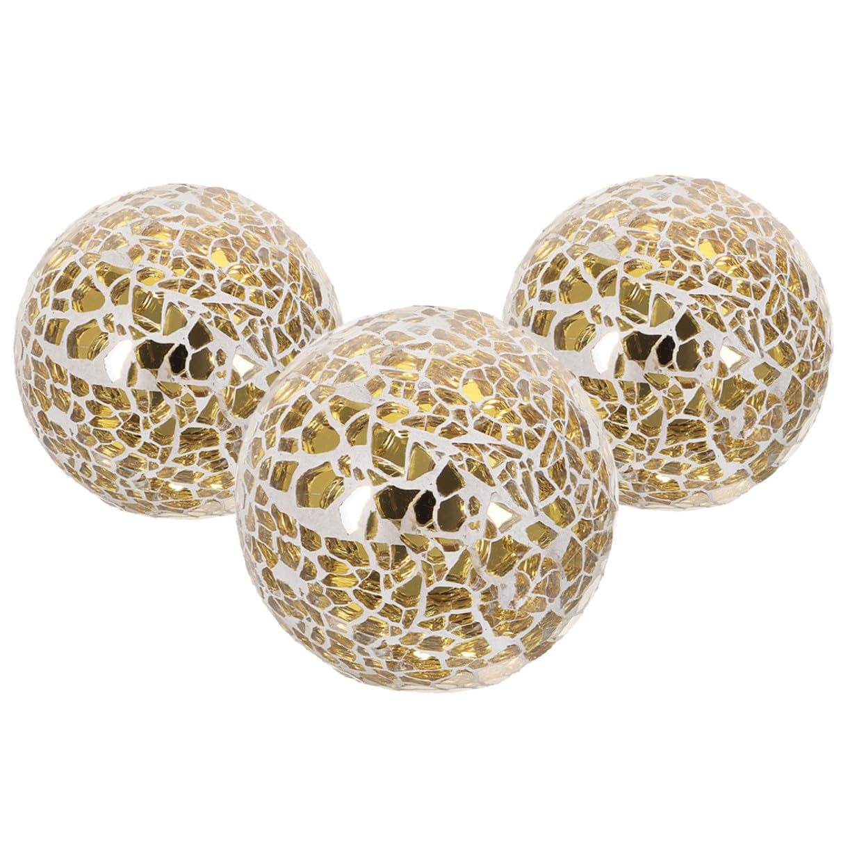 Boules Décoratives de Centre de Table en Verre Or, 3 Pièces | Sphères Sphériques pour Tables et Mariage, Contraste Visuel Marqué, Intégration Facile