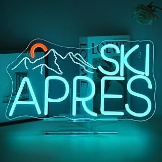 ineonlife Ski Apres Neon Schild,Skifahren Danach Led Schild Leuchtreklame für Wand, Neon Sign Geeignet für Skigeschäfte, Ski Themenresorts, Ski Events, Partys, Schlafzimmer, Wohnkultur, Geschenke
