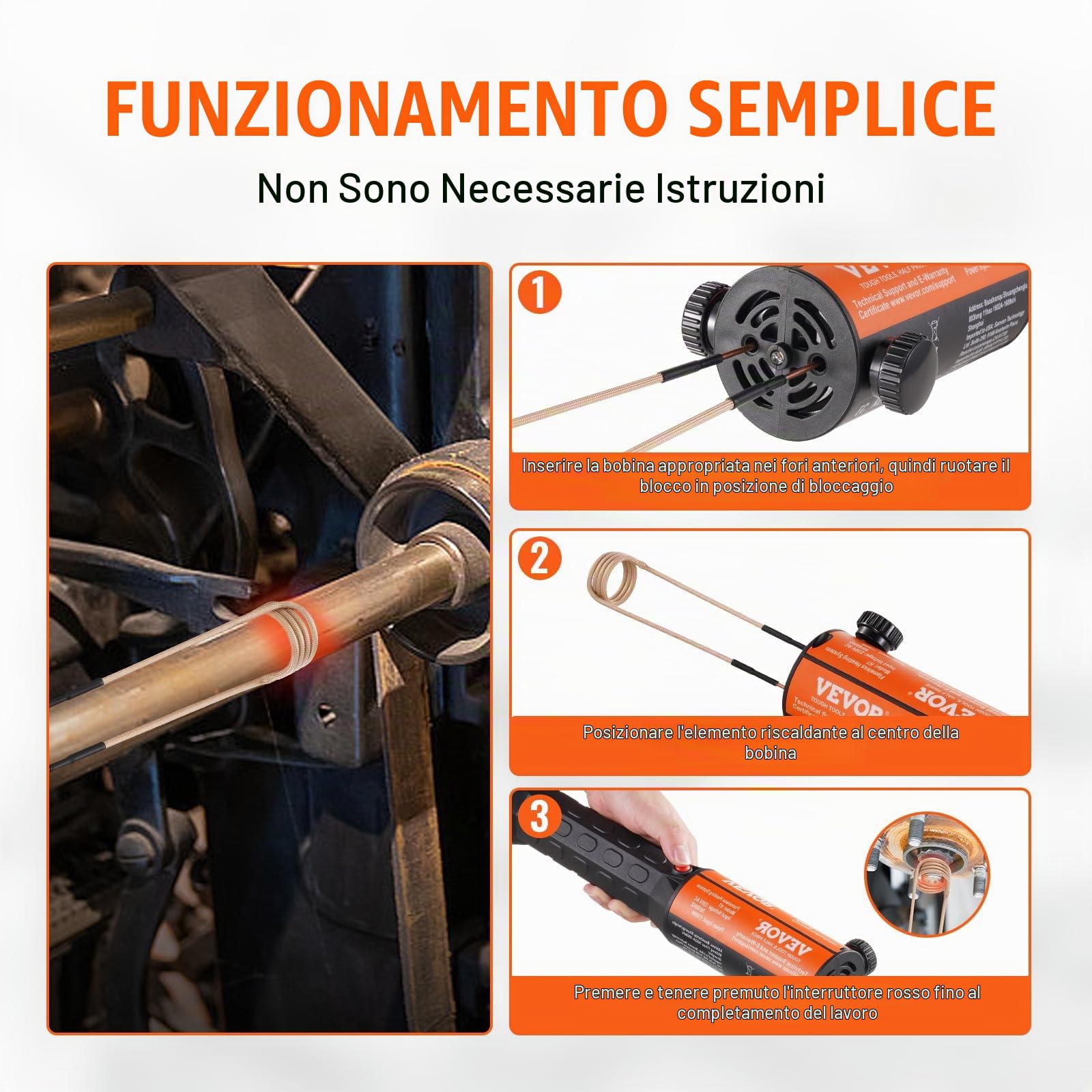 VEVOR Set Riscaldatore a Induzione Magnetica, Riscaldatore aInduzione da 1000W, Riscaldatore aInduzione con 8 Bobine a Induzione, Dispositivo per Riscaldatore a Induzione per Rimozione Bulloni Dadi