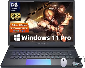 Alienware (2025) 16 Area-51 Gaming Laptop, GeForce RTX 5080, Ultra 9 275HX (24-Core - Up to 5.4GHz), 16" QHD+ 240Hz, 16GB GDDR7, Wins 11 Pro, Office License, Backlit KB (32GB DDR5 | 2TB SSD)
