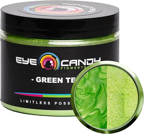 Eye Candy Pigmento en polvo de mica prémium "té verde" (1.76 onzas), aditivo multiusos para manualidades y manualidades  carpintería, bombas de