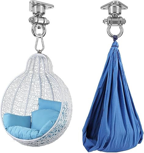 Miniatura 5 de Silent Bearing - Gancho giratorio de acero inoxidable resistente de 180  +360 , capacidad de 1500 libras, hamaca de yoga, silla de hamaca de cuerda,