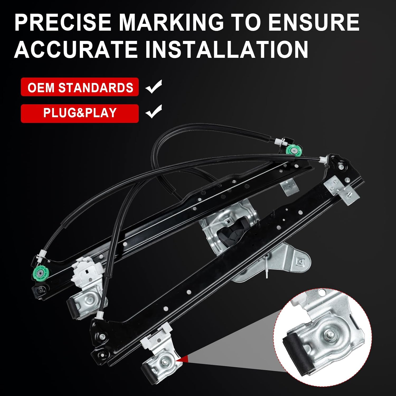 Rear Left Driver Side Power Window Regulator Assembly Without Motor Compatible For Silverado Suburban Avalanche 1500 2500 3500 00-06 Cadillac Escalade 02-06 GMC Yukon XL Sierra 741-578