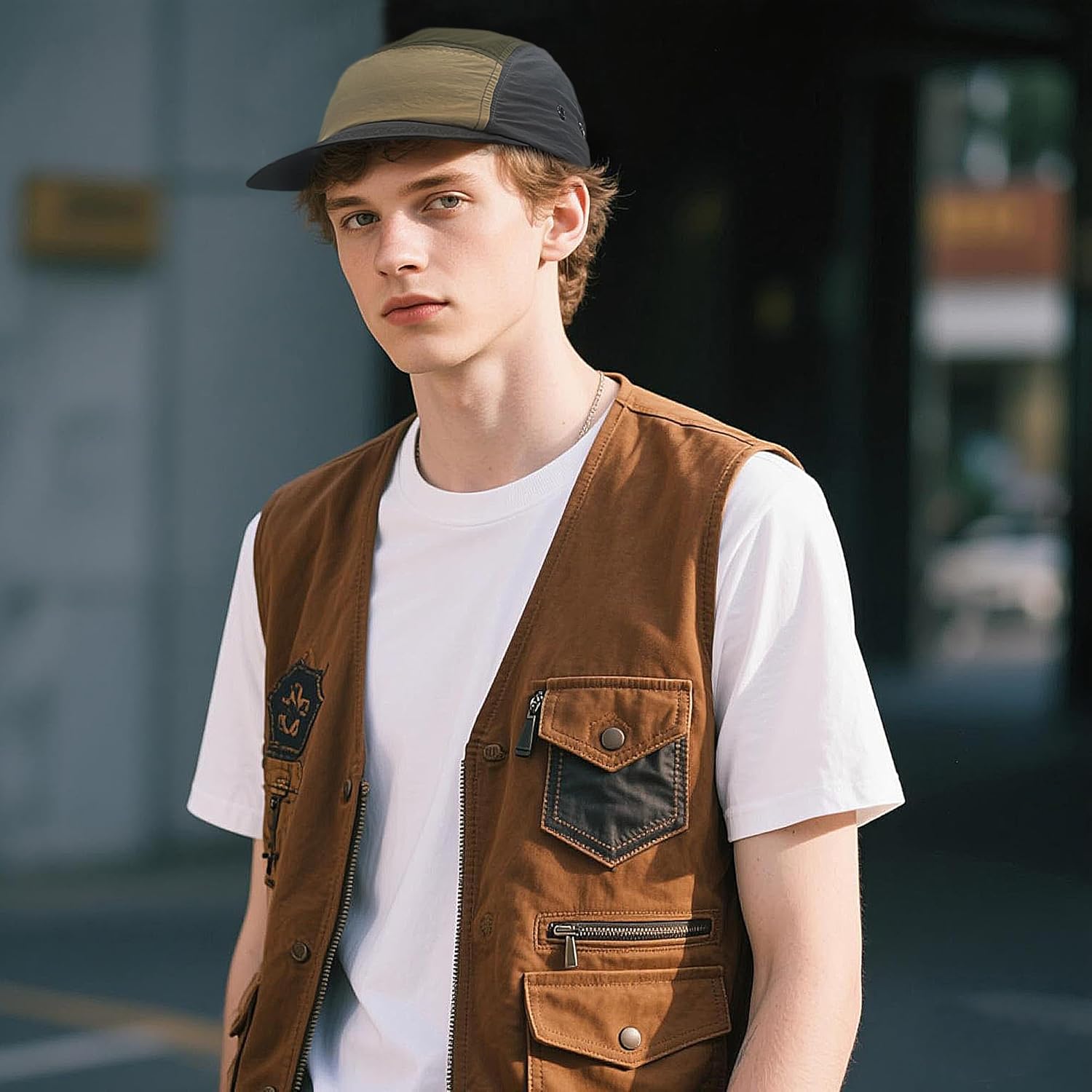 Croogo Men's 5 Panel Multi Color Baseball Cap UPF 50+ Outdoor Trucker Hats Nylon Lightweight Golf Sports Cap Visor Hiphop Cap - Image 2