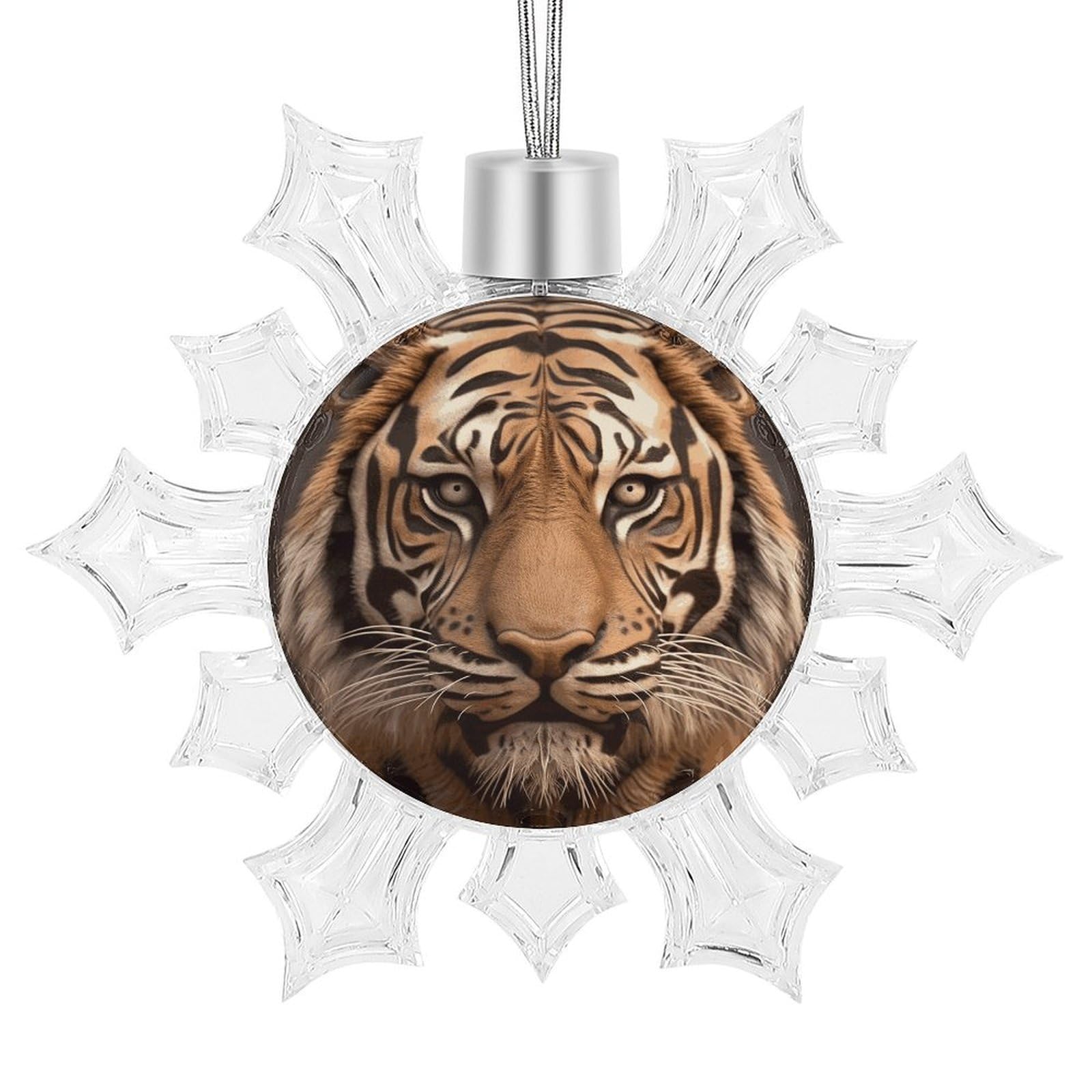 Tiger Head Snowflake Ornaments Cute Snowflake Pendant Exquisite Christmas Tree Ornaments for Christmas Weddings New Year Birthday Holiday Celebration