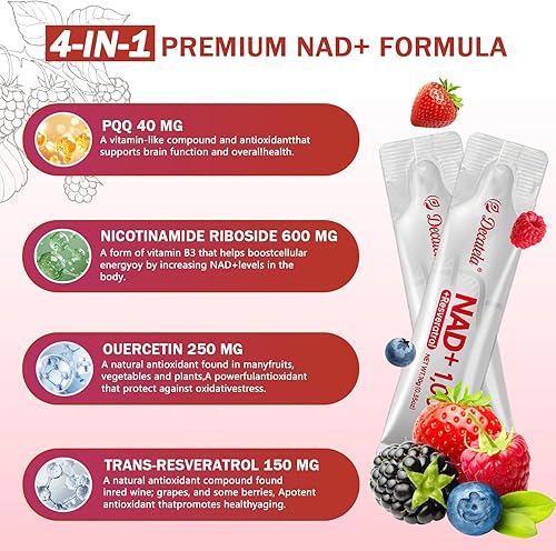 Miniatura 2 de Suplemento líquido NAD+, suplemento NAD de 1000 mg para hombres y mujeres, alta absorción premium de nicotinamida ribósido y resveratrol, retrasa el