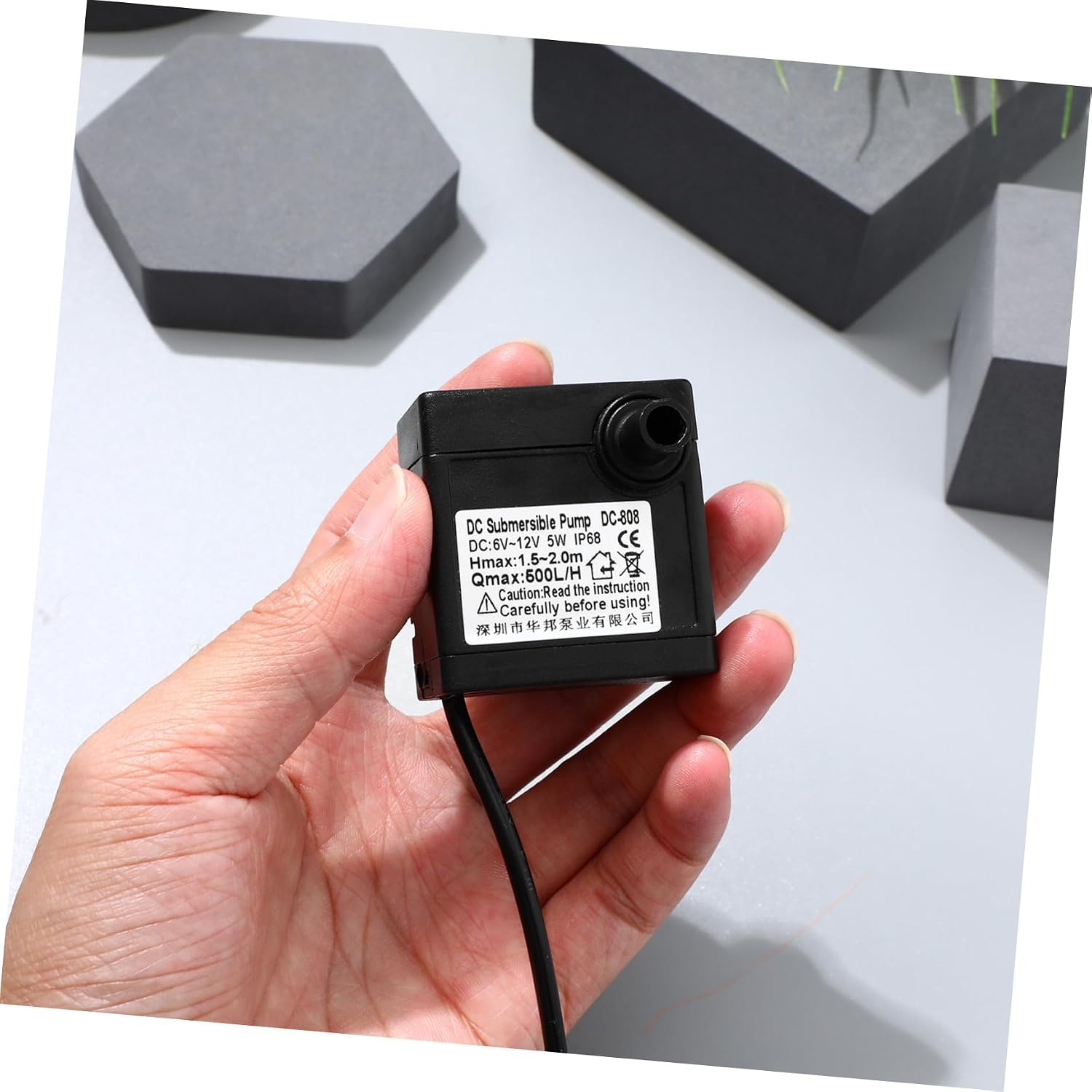 Submersible Water Pump for Fish Tank DC Adjustable Flow Rate Black Hard Plastic for Aquarium Fountain Use