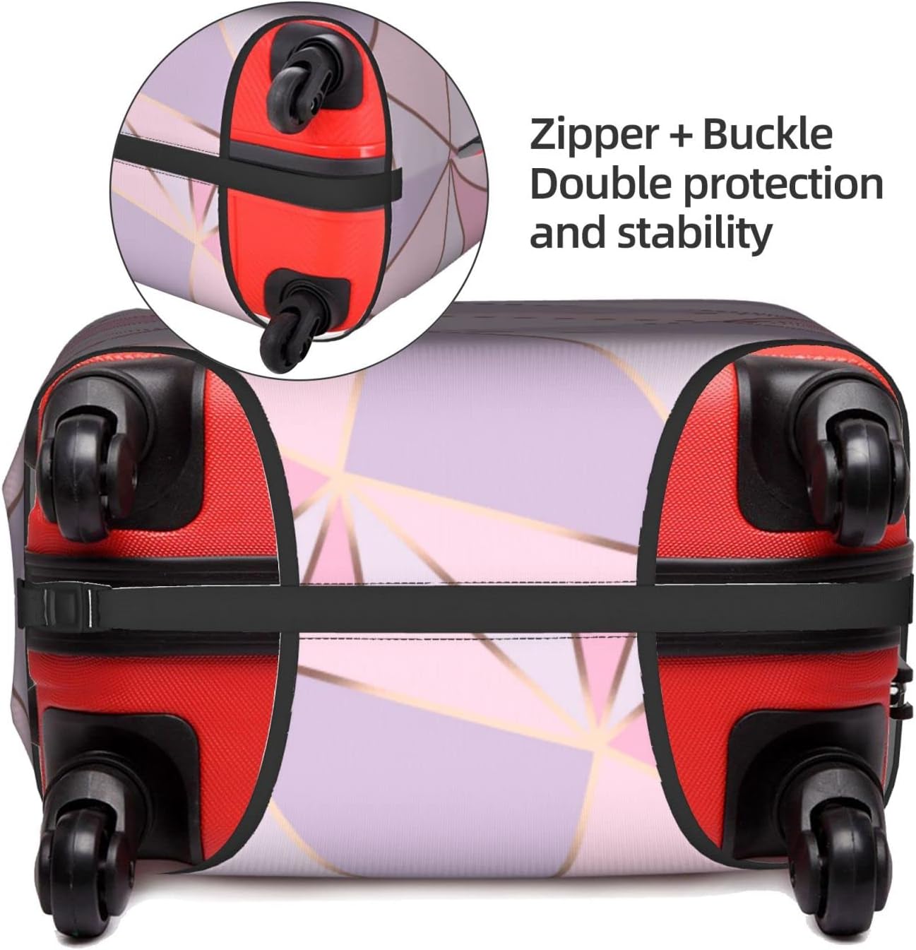 review Pink Purple Triangle Luggage Cover Elastic Washable Stretch Suitcase Protector Anti-Scratch Travel Suitcase Cover for Kid and Adult S (18-21 inch suitcase)