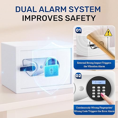 Miniatura 6 de BlackSmith Caja fuerte biométrica de seguridad digital para el hogar de 1.0 Cub con pantalla LCD, sistema de alarma doble, modo de silencio, acceso