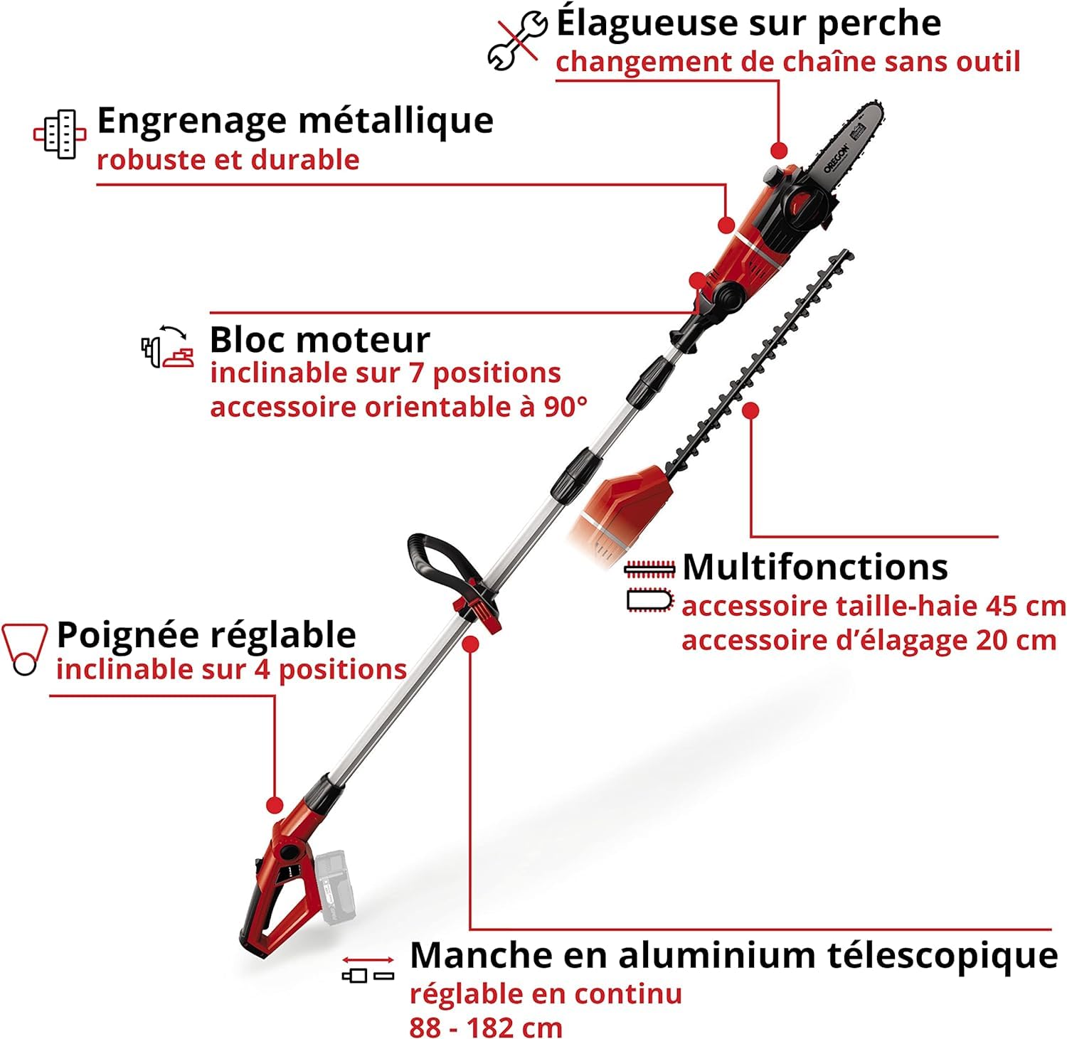 Einhell GE-HC 18 Li T Outil Multifonctions 2en1 sans Fil Power X-Change 18 V 200 mm 400 mm
