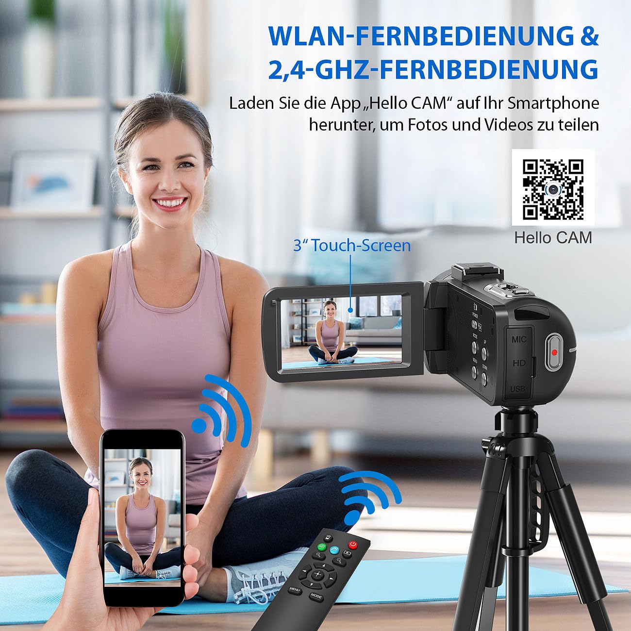 Somikon Videokamera: 8K-UHD-WLAN-Camcorder, IPS-Touchdisplay, 48 MP, 18-facher Zoom, App (8K Kamera, Videocamera, Nachtsichtgerät)