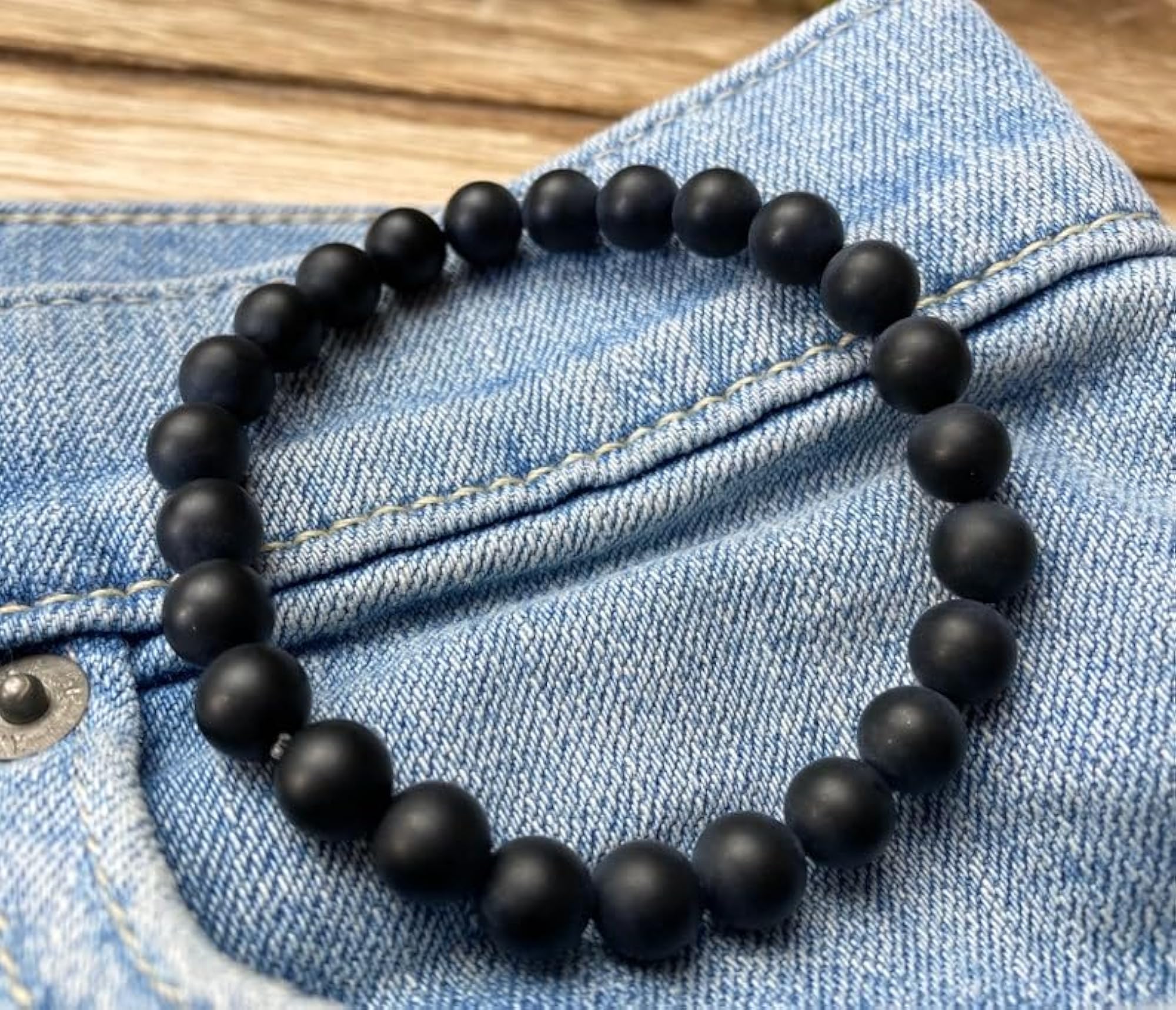 Unisex Natural Matte Onyx 8mm Stretchable Healing Bracelet