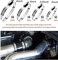 Vista 6 de Juego surtido de 20 abrazaderas de manguera de engranaje helicoidal de acero inoxidable 304 de 1.732-4.252 in de rango ajustable de 2 pulgadas, 3