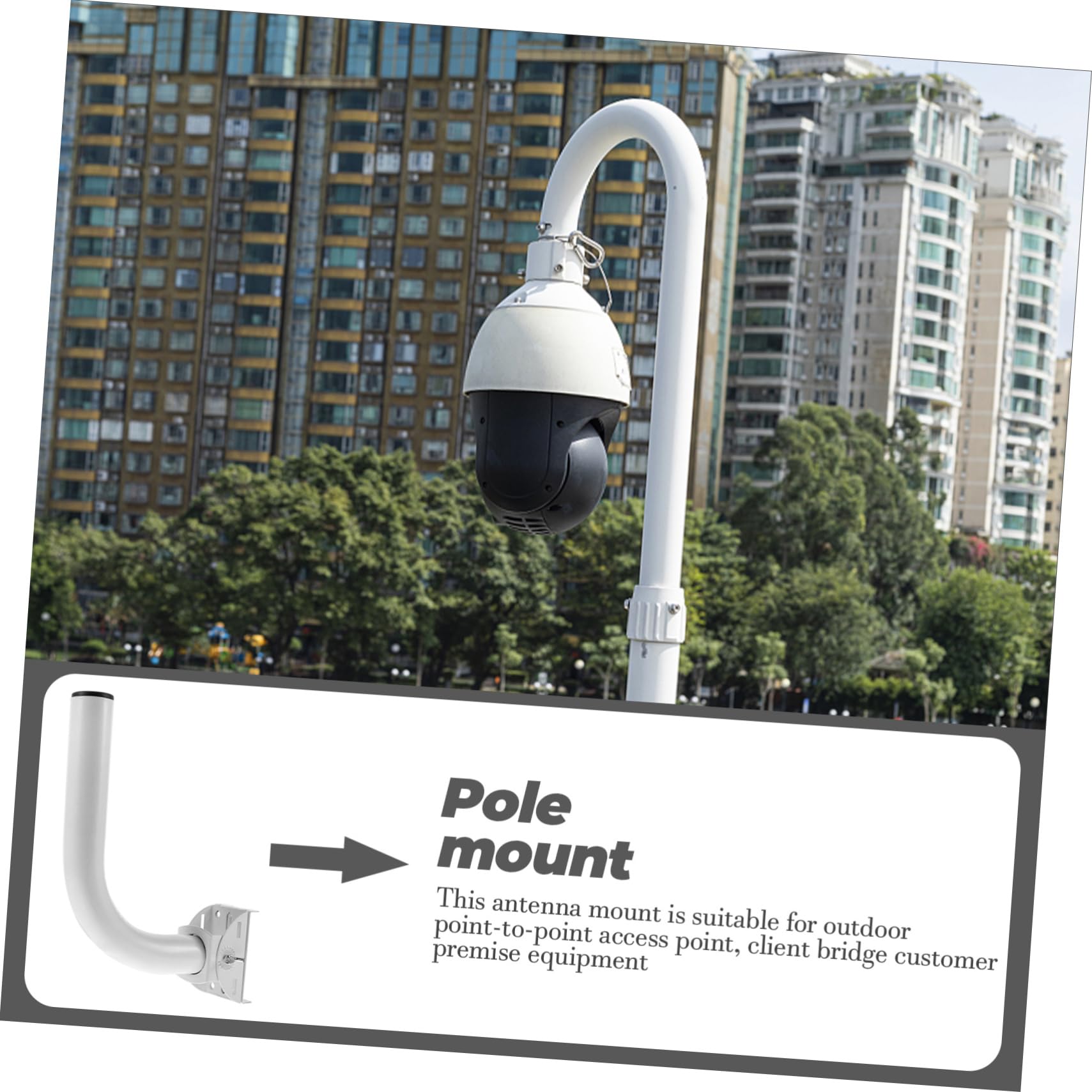 Soporte de Montaje Ajustable Instalación Práctica para Antena Wifi Exterior, Hecho de Hierro Blanco Pieza para Postes y Montajes de Señal