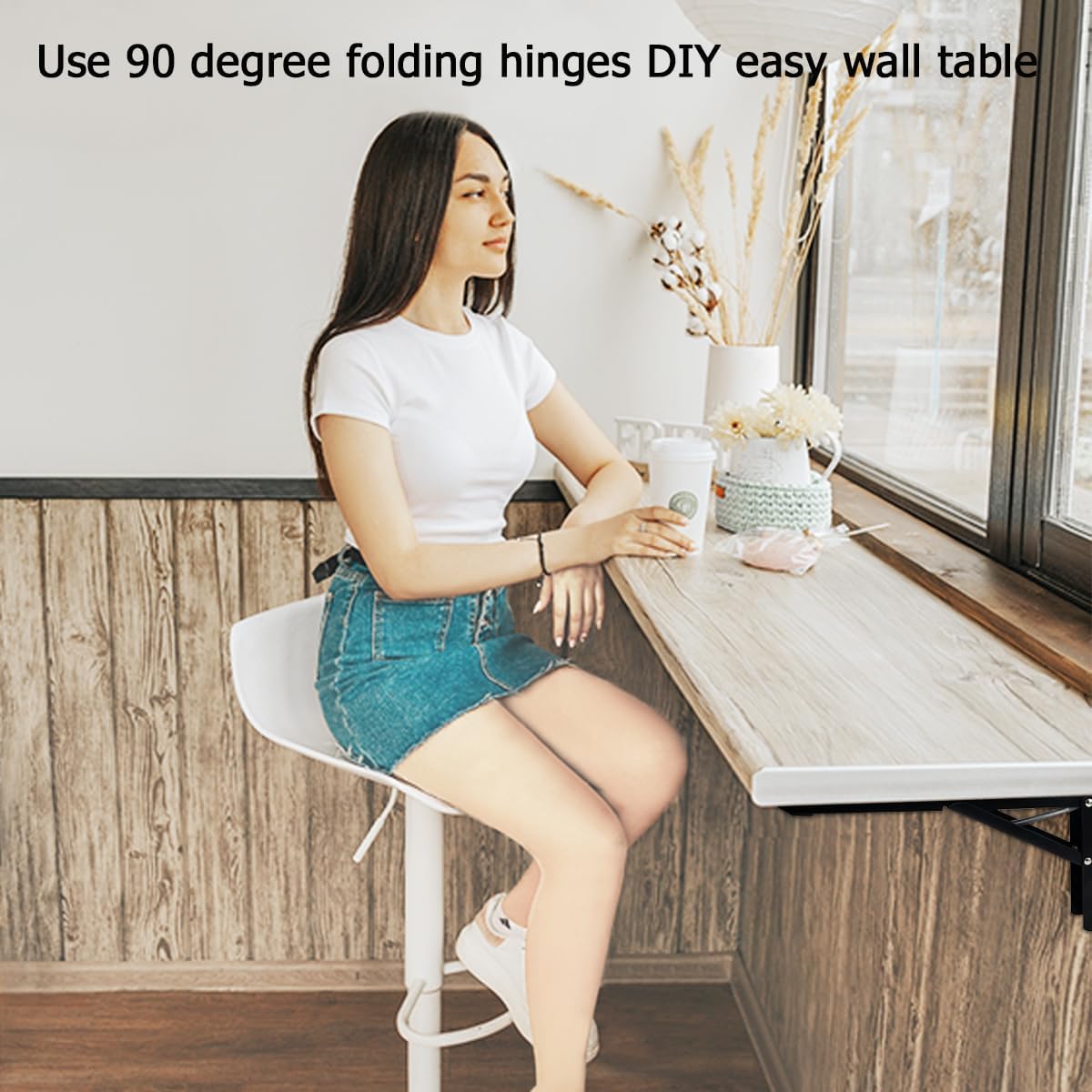 Wall Mounted Desk Hinges 14 in,Wall Table Brackets Folding Table Hinge,Wall Drop Leaf Table Hinges 4 Pcs Suitable for Wall Mounted Tables,Shelves,etc