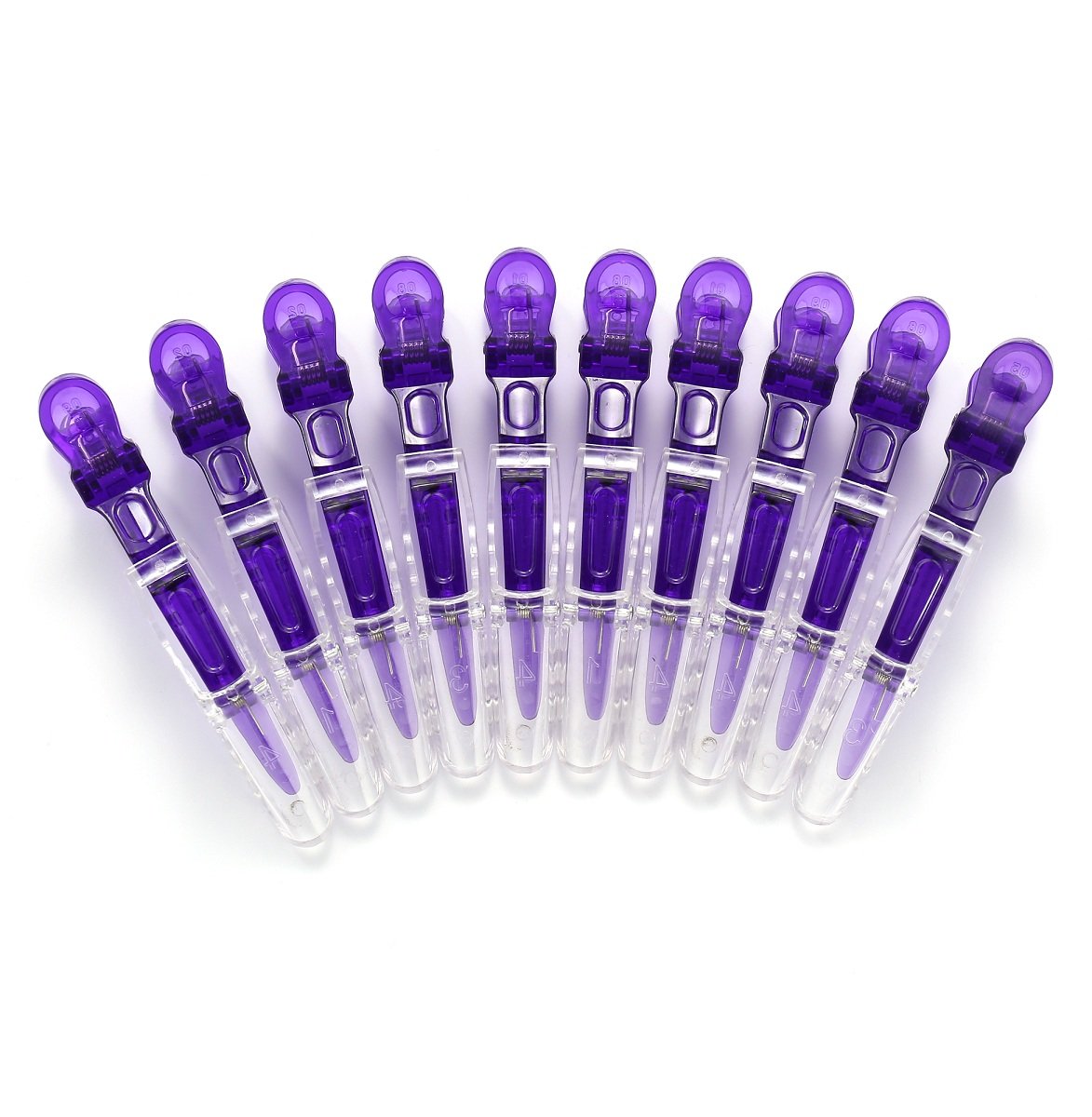 Photo 1 of 10pcs/set Multicolor Croc Clips Transparent Plastic Hairdresser Clip Hair Styling Sectioning Barrettes Professional Non Slip Alligator Clip Salon DIY Accessories Hairpins (10pcs-Purple)
