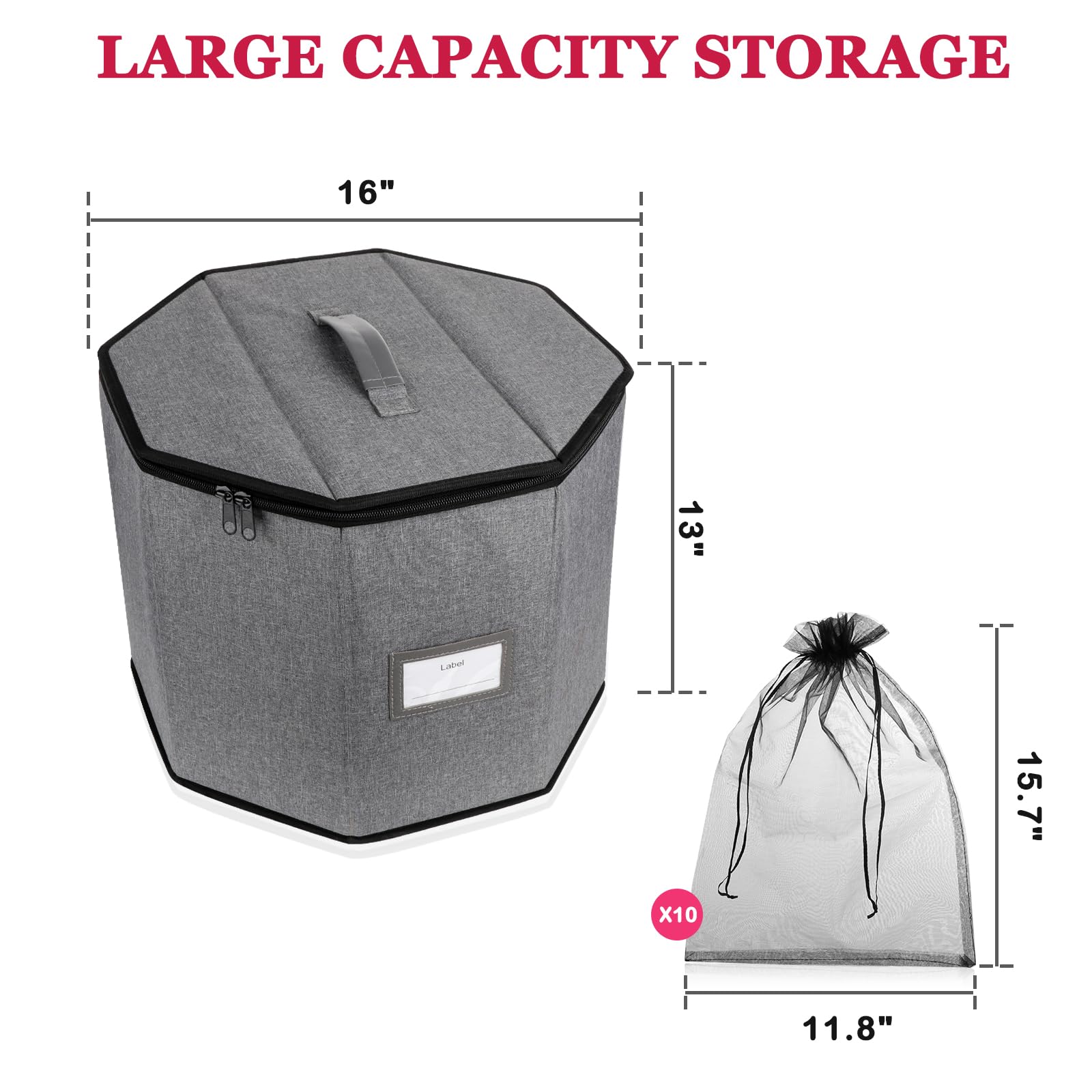 Lukeline Foldable Wig Storage Box with Travel Case and Organizer Pouches