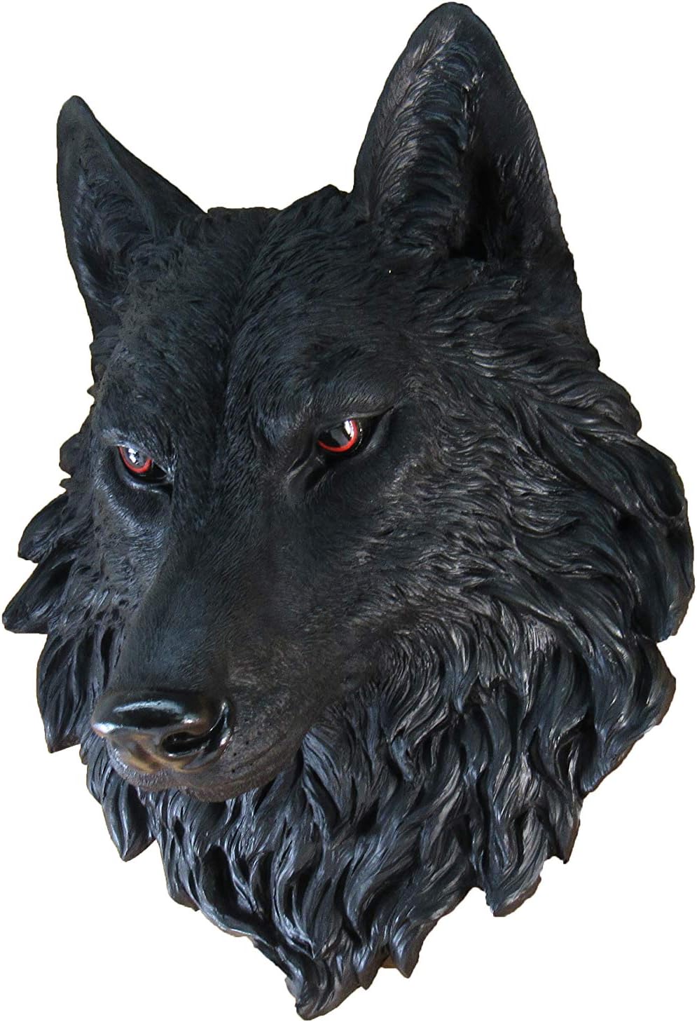 DWK `Lucian` Black Wolf Head Mount Wall Statue Bust 16 Inch