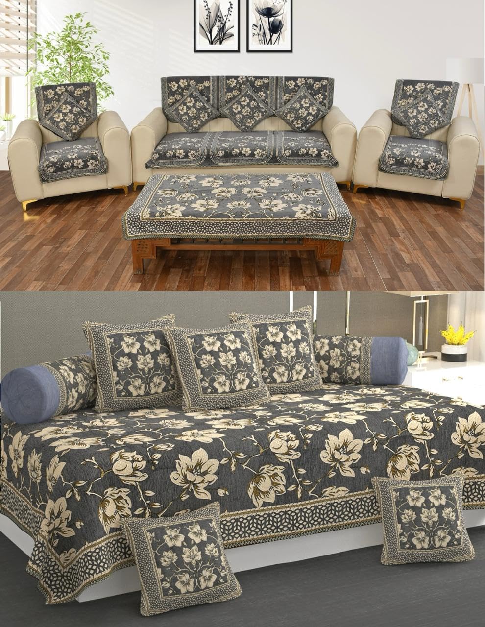 Laying Style™ Diwan Set of 8 Pieces Combo with Sofa Covers for Living Room 5 Seater and Center Table Cover-picture-28