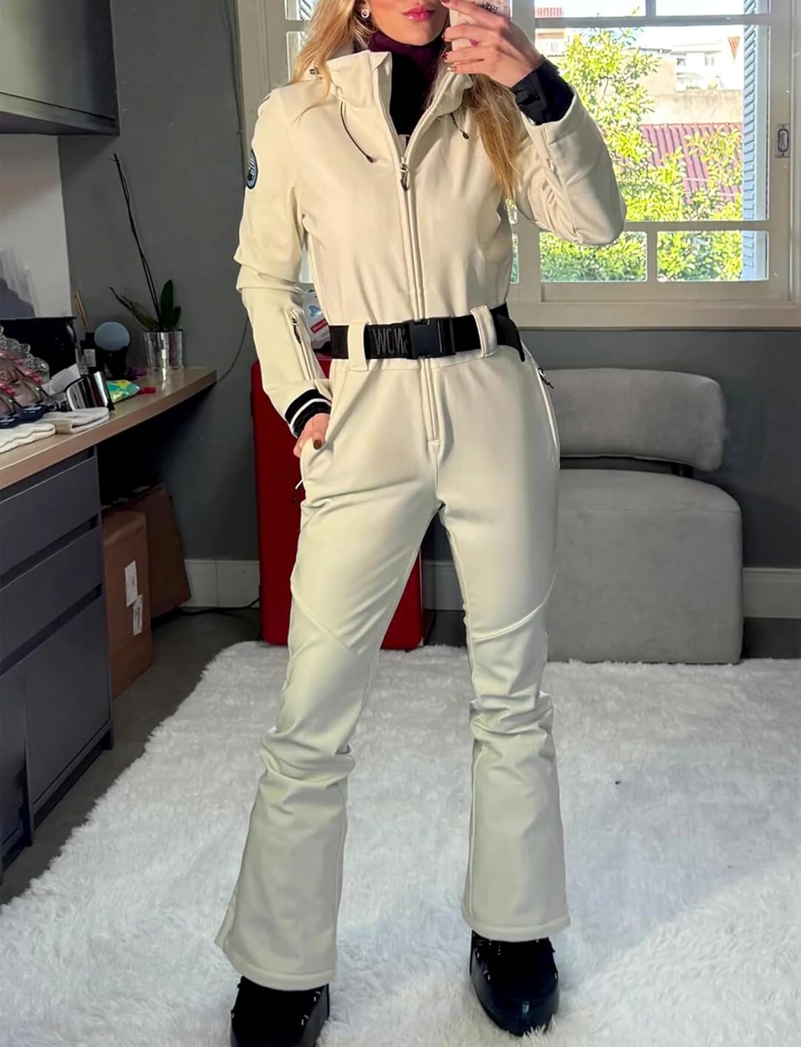 GSOU SNOW Ski Suit Women Snowsuit Slim One Piece Jumpsuit Snow Jackets Waterproof Winter Windproof Outdoor Sports Warm - Image 4