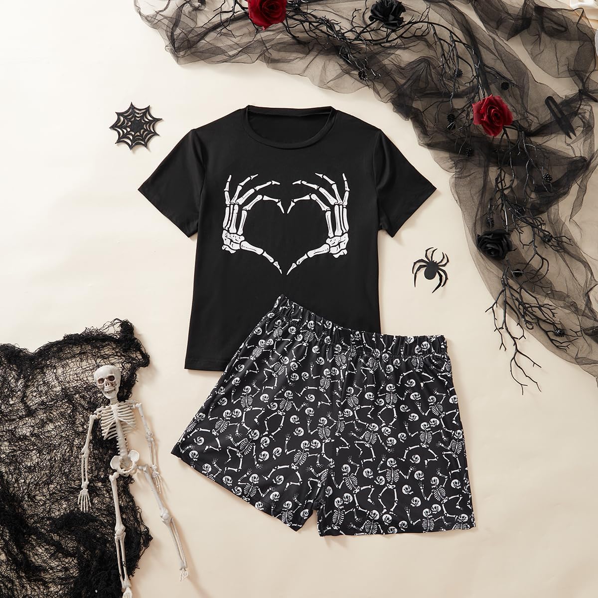 Laqeyko Cute Pajamas for Women Set Short Sleeve Tops and Shorts for Holiday