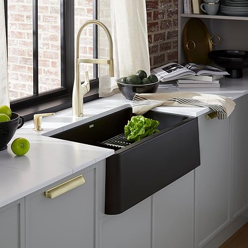 Vista 25 de Blanco Ikon Silgranit - Fregadero de cocina, 27x19x9, negro carbón