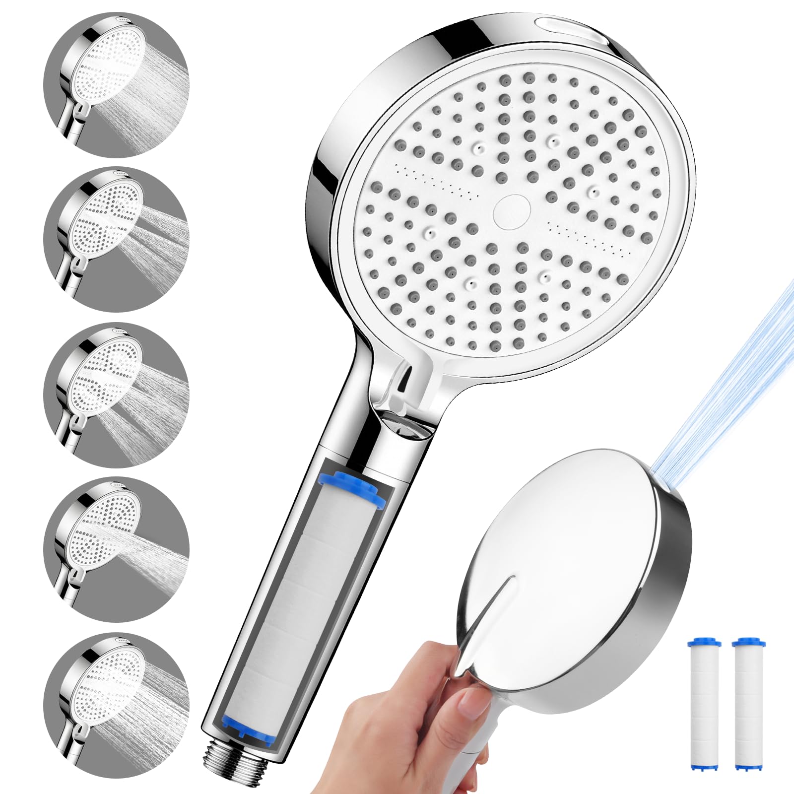 Grand panneau pour bain douches avec 6 modes de pulvérisation réglables