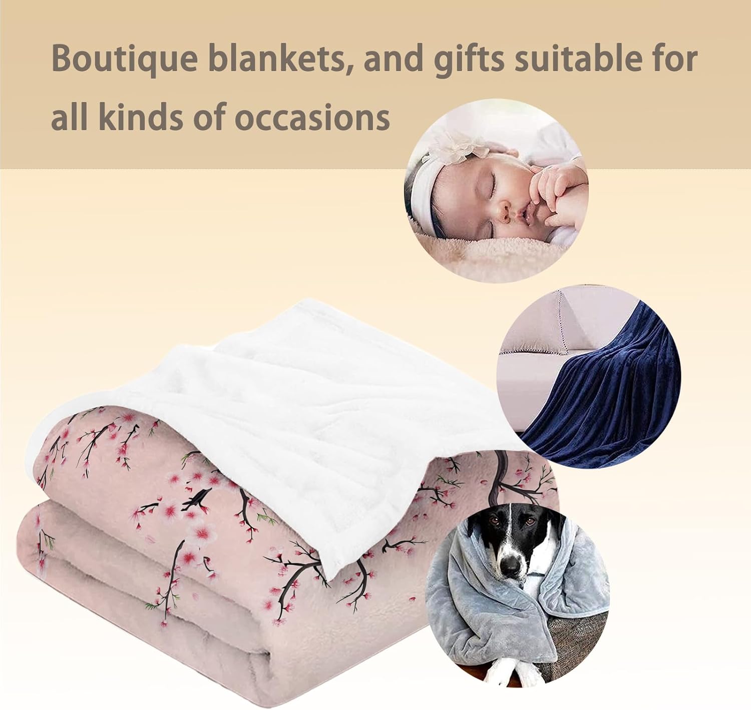 Beautiful Cherry Blossom Blanket - Soft, Cozy, and Lightweight Flannel Throw, Ideal for Couch, Bed, and Travel - Fluffy, Fuzzy Home Decor for Outdoor and Indoor Use 60"x50" - Image 5