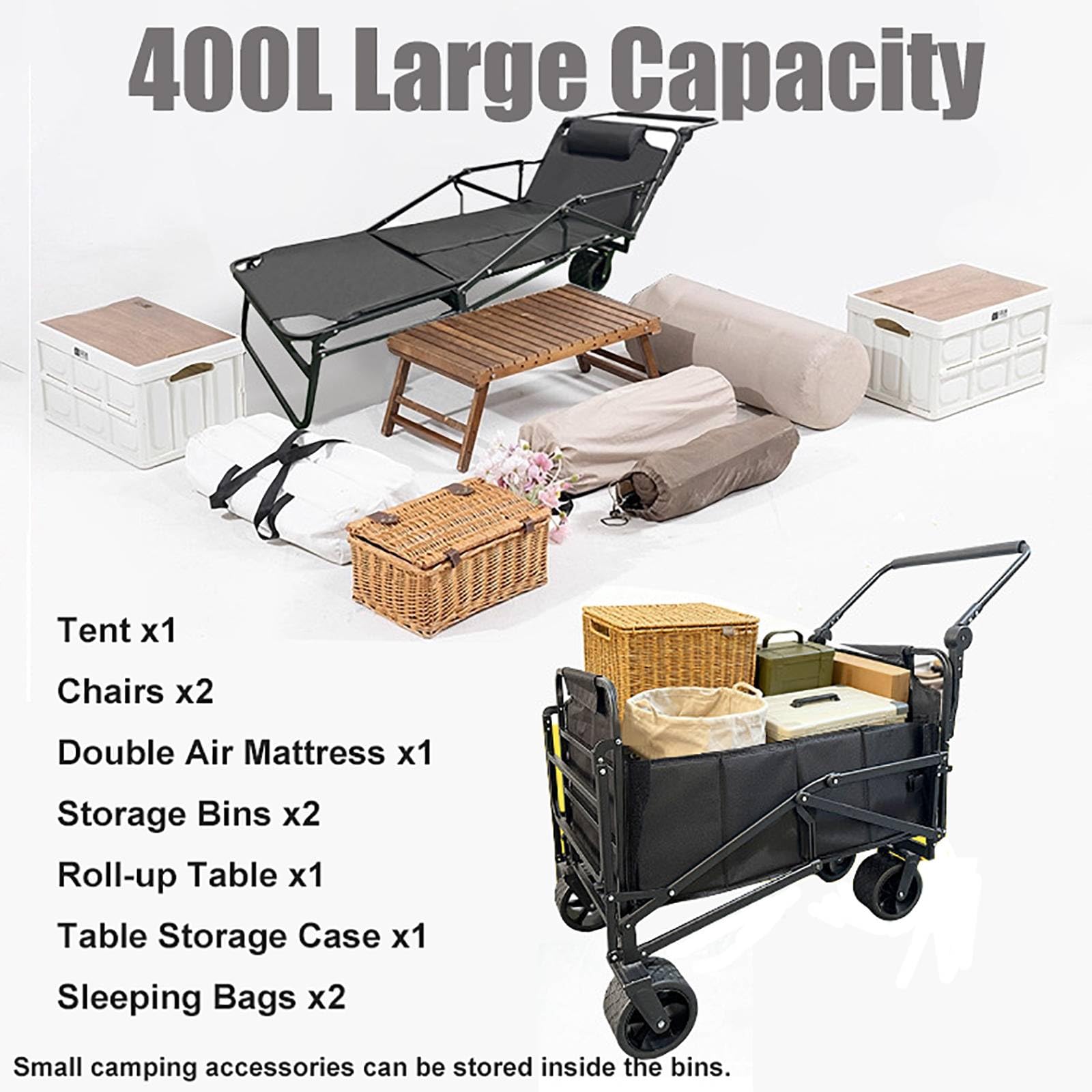 Składany wózek 2 w 1 i Sun Lo uniwersalny wózek plażowy z kółkami – idealny na kemping, festiwale, zakupy, ogród, maks. pojemność 150 kg
