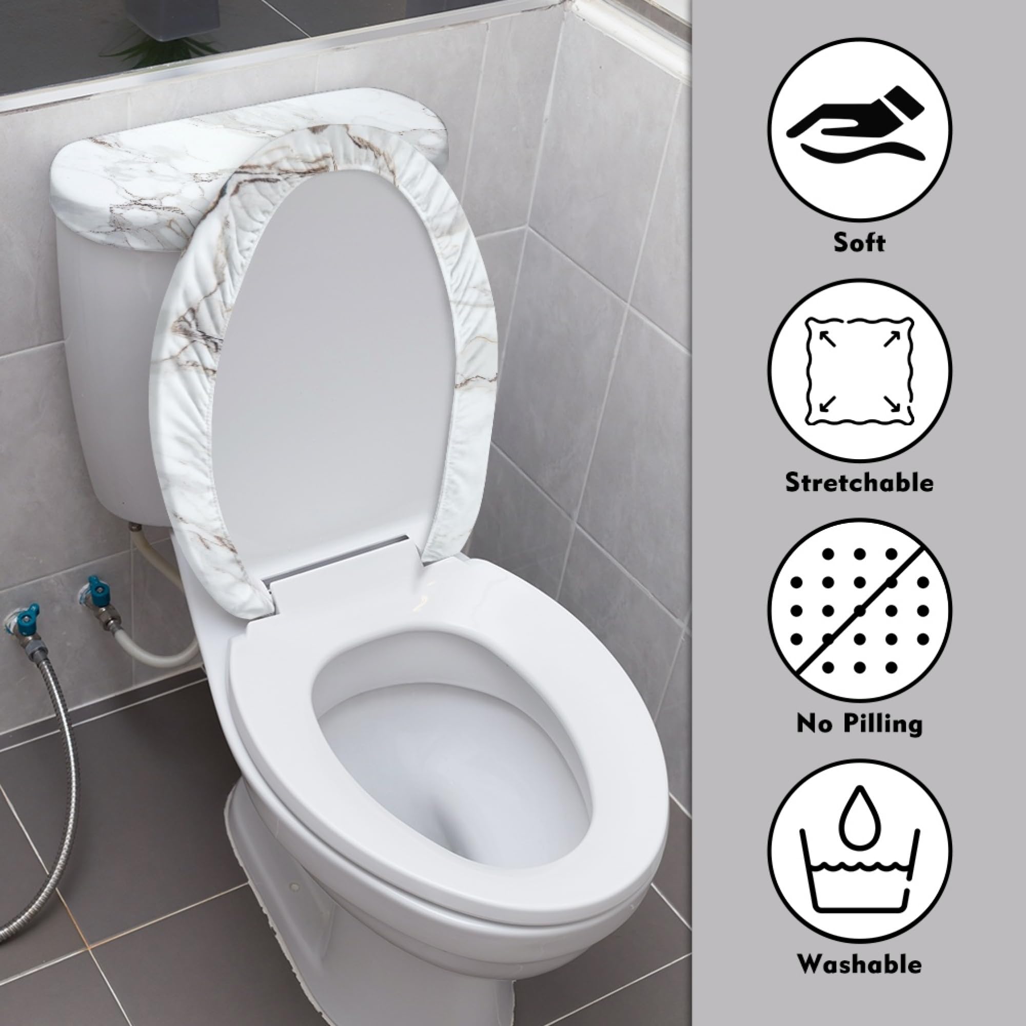 Amazon｜KUIFORTI ホワイト 便座カバー 洗濯可能 トイレカバー