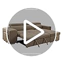 THSUPER 102'' Microfiber L Shaped Sectional Sleeper Sofa Couch with Pullout Bed and Storage Chaise, Convertible Couches with Adjustable Headrest for Living Room, Reversible Chaise. Light Brown