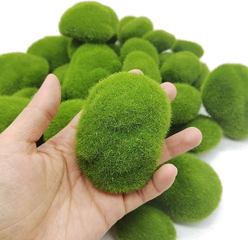 Miniatura 2 de TIHOOD 40 rocas artificiales de musgo (4 tamaños), decoración de musgo verde para arreglos florales, jardines de hadas y manualidades