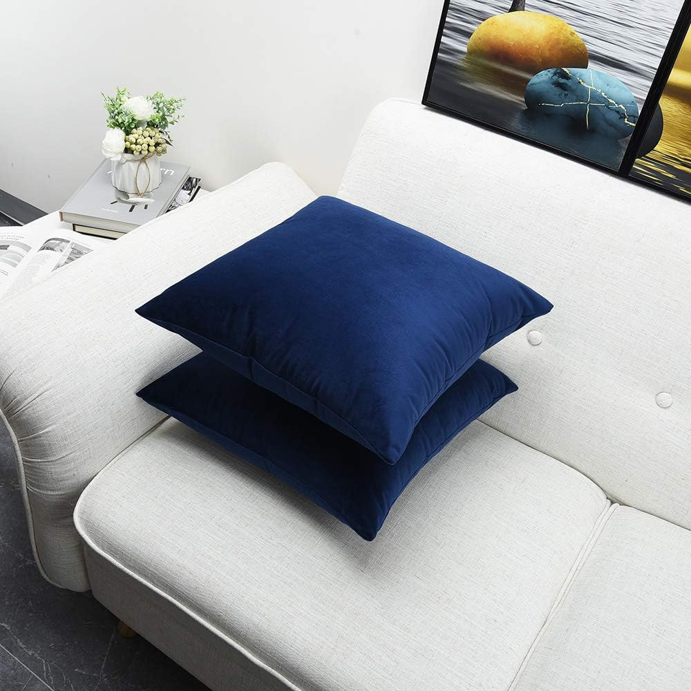 Artaimee Navy Blue Velvet Throw Pillow Covers 18x18 (Set of 4) – Soft, Smooth Cushion Covers for Sofa, Bed, Couch & Home Décor