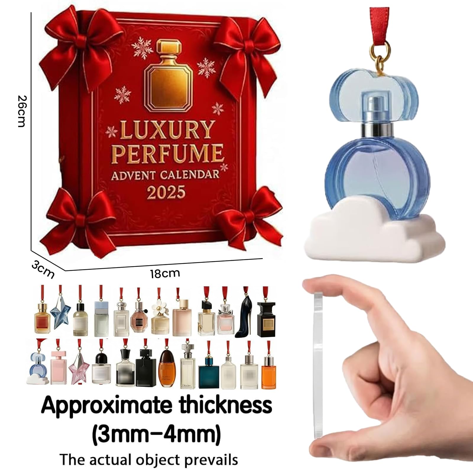 Luxus Parfüm Adventskalender 2026, 24 Tage Parfüm Display Geschenkset, 24 Tage Designer Düfte für Frauen & Männer - Premium Holiday Countdown Geschenke Set (1 Stück-Red)