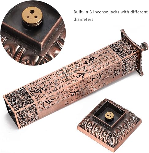 Miniatura 3 de Soporte de torre de incienso, portátil de cobre rojo, retro, nostalgia, soporte vertical de incienso con caja de almacenamiento para manualidades,