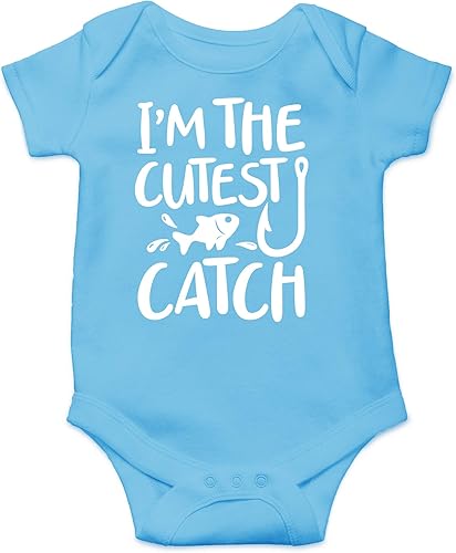 CBTwear I'm the Cutest Catch - Divertido traje de pesca - Lindo traje de bebé de una pieza