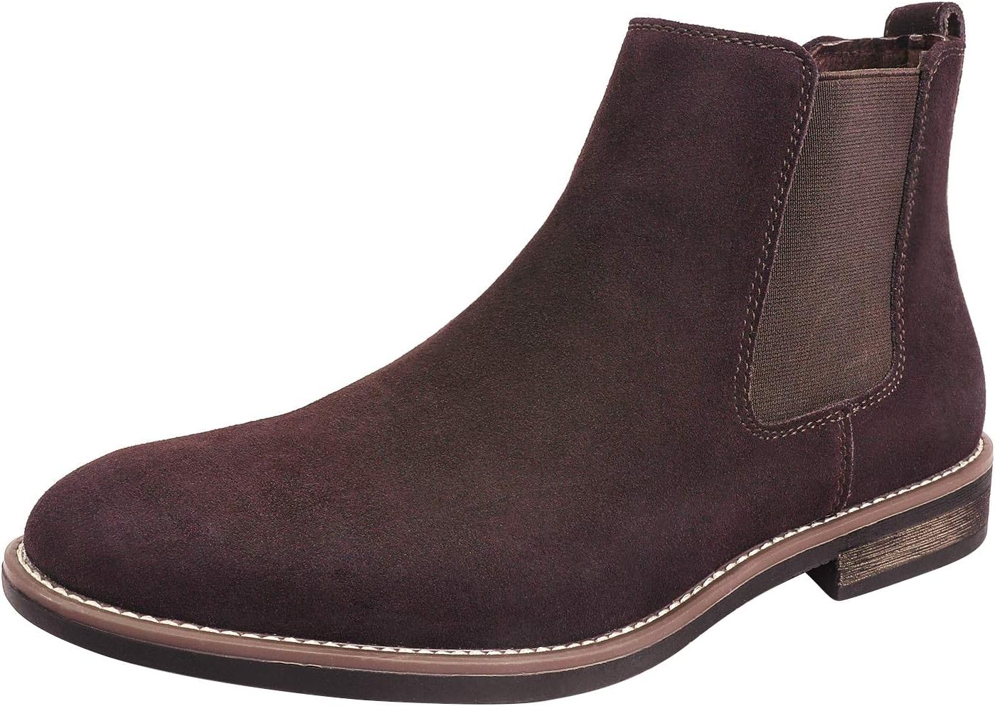 Bruno Marc Men's Suede Leather Chelsea Ankle Boots 7 Dark Brown