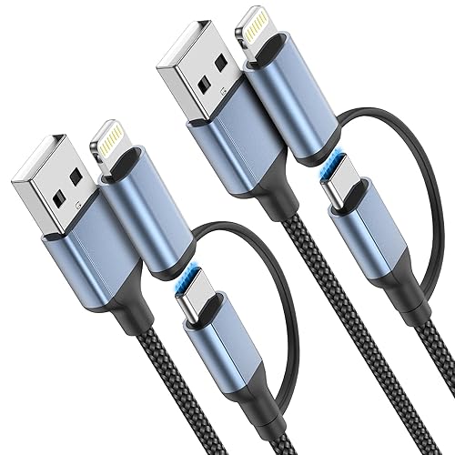 Cable de carga para iPhone de 2 pies, USB C de 2 pies y cable Lightning 2 en 1, cable USB C de 2 pies, cable Lightning de 2 pies para iPhone 15 14